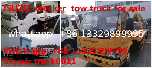 Japan brand ISUZU 4*2 LHD 4tons wrecker truck for sale, best price factory sale ISUZU traffic flatbed breakdown truck