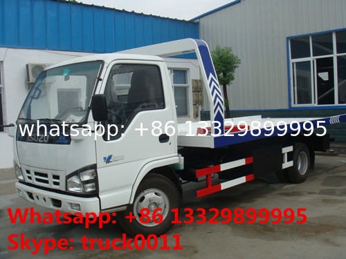 Japan brand ISUZU 4*2 LHD 4tons wrecker truck for sale, best price factory sale ISUZU traffic flatbed breakdown truck