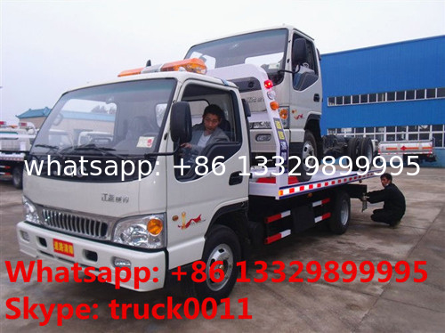 China famous JAC brand flatbed towing vehicle for sale, JAC brand 4*2 LHD car towing services platform wrecker vehicle