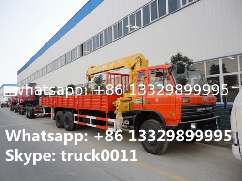 factory sale best price dongfeng 6*4 LHD 8-12tons truck with crane, hot sale dongfeng 210hp diesel truck mounted crane