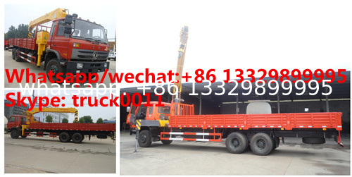 factory sale best price dongfeng 6*4 LHD 8-12tons truck with crane, hot sale dongfeng 210hp diesel truck mounted crane