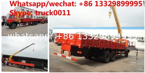 factory sale best price dongfeng 6*4 LHD 8-12tons truck with crane, hot sale dongfeng 210hp diesel truck mounted crane