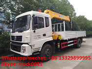 dongfeng tianjin 170hp/190hp diesel 6.3tons truck with crane for sale,best price dongfeng telescopic crane on  truck
