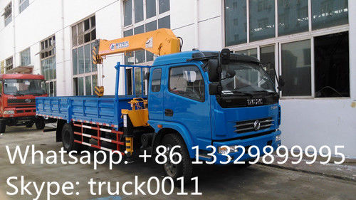 Dongfeng duolika 4*2 LHD 4 ton   xcmg small truck crane for sale, best price 4tons 120hp truck mounted crane