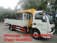 Dongfeng duolika 4*2 LHD 4 ton  military xcmg small truck crane for sale, best price 4tons 120hp truck mounted crane