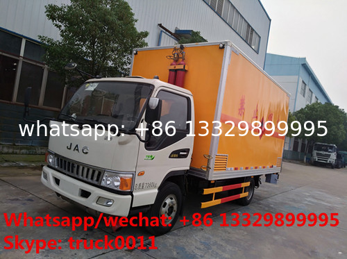 JAC 4*2 LHD 5tons domestic gas canister transported van truck for sale, best price JAC inflammable gas transport vehicle