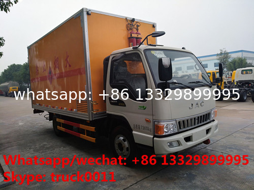 JAC 4*2 LHD 5tons domestic gas canister transported van truck for sale, best price JAC inflammable gas transport vehicle