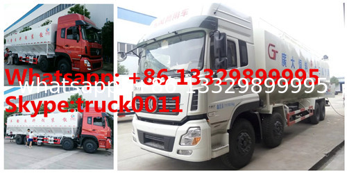 Dongfeng 8*4 40m3 hydraulic discharging poultry feed truck for sale, factory sale best price 20tons animal feed truck