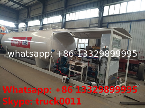 Bottom price 50m3 skid lpg gas refilling station for cars and taxi, factory sale mobile skid lpg tank with lpg dispenser