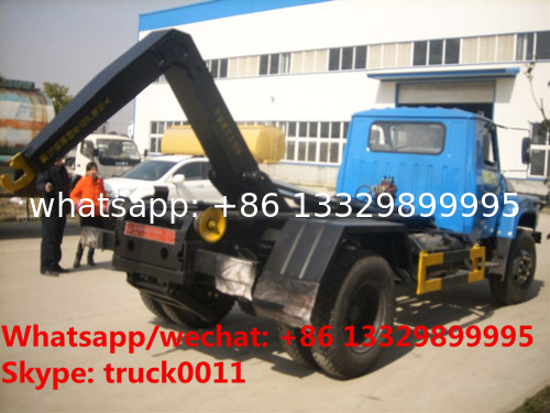 Factory sale dongfeng long nose 6m3 hook lift garbage truck, wholesale lower price dongfeng hook wastes container truck