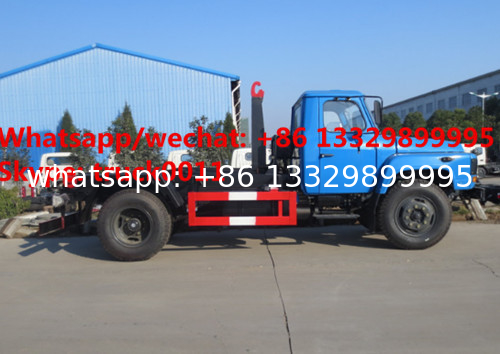 Factory sale dongfeng long nose 6m3 hook lift garbage truck, wholesale lower price dongfeng hook wastes container truck