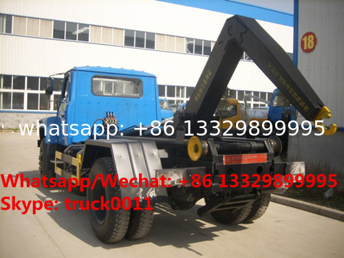 Factory sale dongfeng long nose 6m3 hook lift garbage truck, wholesale lower price dongfeng hook wastes container truck