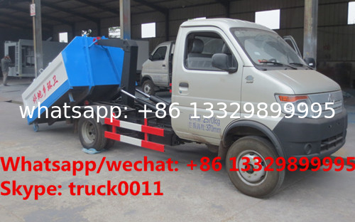 Factory sale cheaper price Chang'an mini hook lift garbage truck, HOT SALE good price gasoline wastes collecting vehicle