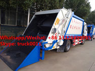 Factory customzied dongfeng LHD diesel 7m3 garbage compactor vehicle with rear overturning wastes hopper for sale,