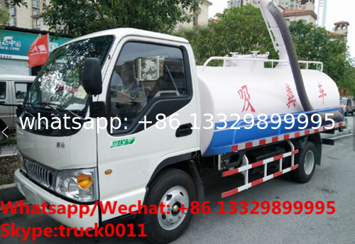 Factory customized JAC brand 4*2 LHD 4m3 fecal suction truck for sale, HOT SALE! China cesspoolage tank truck