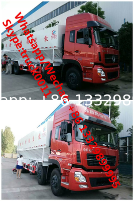 Factory customized dongfeng 8*4 LHD Euro 3 315hp diesel 40m3 poultry feed transported vehicle for sale, bulk feed truck