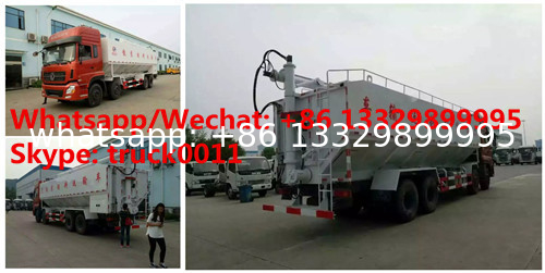 Factory customized dongfeng 8*4 LHD Euro 3 315hp diesel 40m3 poultry feed transported vehicle for sale, bulk feed truck