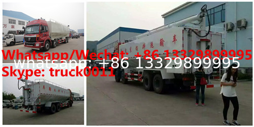 Factory customized FOTON AUMAN 8*4 LHD 40CBM 270hp Euro 3 hydraulic discharging poultry animal feed transported truck