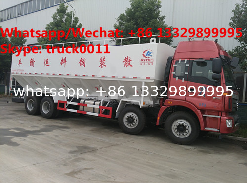 Factory customized FOTON AUMAN 8*4 LHD 40CBM 270hp Euro 3 hydraulic discharging poultry animal feed transported truck