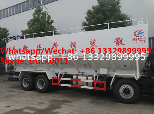 Factory customized FOTON AUMAN 8*4 LHD 40CBM 270hp Euro 3 hydraulic discharging poultry animal feed transported truck