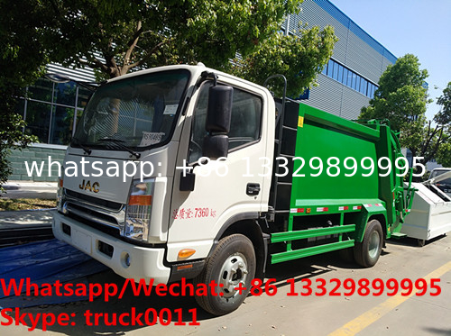 high quality China JAC 4*2 LHD diesel 5m3 garbage compactor truck for sale, refuse garbage compacted truck for sale