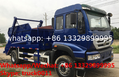SINO TRUK HOWO 4*2 RHD 266HP 10-12m3 container lifter rubbish truck for sale in Sri Lanka, wastes collecting vehicle