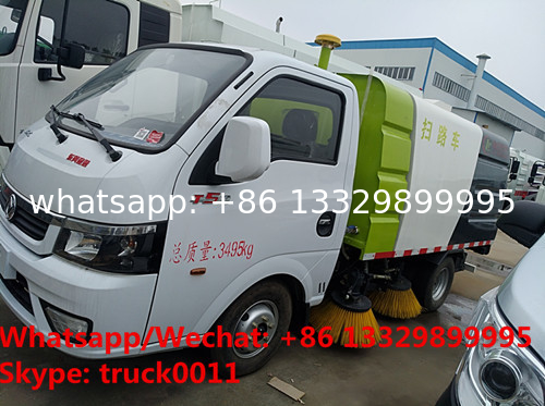 cheapest price dongfeng 4*2 LHD gasoline road cleaning truck for sale, street sweeping truck, road sweeper vehicle