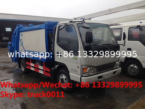 best-selling JAC diesel 6-7m3 garbage compactor truck, compressed wastes collecting vehicle, resr load garbage truck