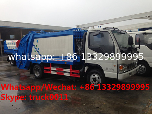 best-selling JAC diesel 6-7m3 garbage compactor truck, compressed wastes collecting vehicle, resr load garbage truck