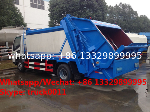 best-selling JAC diesel 6-7m3 garbage compactor truck, compressed wastes collecting vehicle, resr load garbage truck