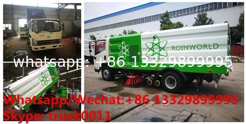 new FAW brand 4*2 RHD yuchai 130hp diesel road sweeping and washing vehicles for sale, street washing sweeper truck