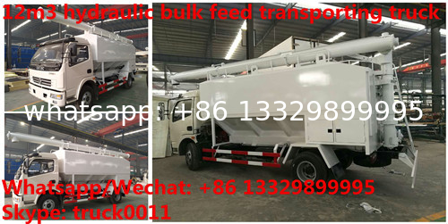hydraulic discharging 12m3 5-6tons factory sale bulk feed delivery truck for sale, poultry feed body mounted on truck