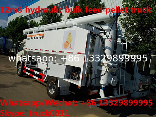 hydraulic discharging 12m3 5-6tons factory sale bulk feed delivery truck for sale, poultry feed body mounted on truck