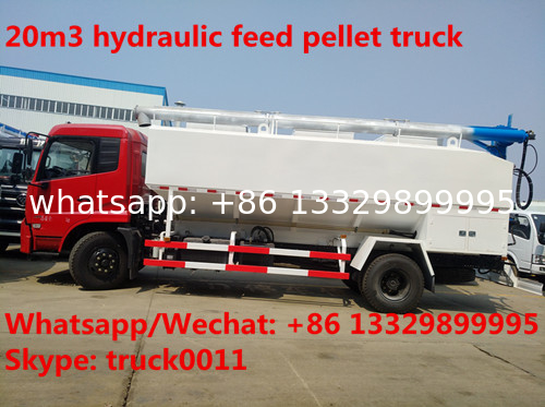 best seller-new 20m3 10MT hydraulic discharging animal feed truck for sale, bulk feed body mounted on truck