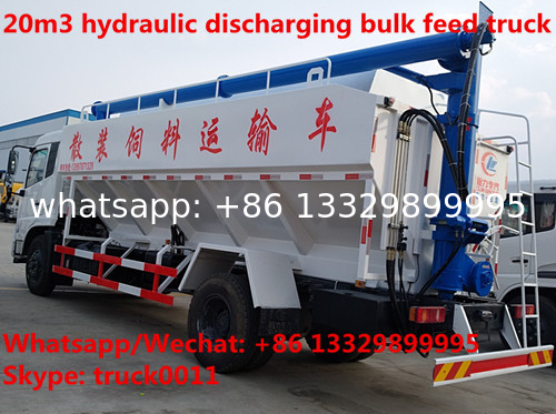 best seller-new 20m3 10MT hydraulic discharging animal feed truck for sale, bulk feed body mounted on truck