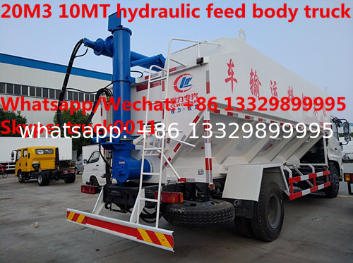 best seller-new 20m3 10MT hydraulic discharging animal feed truck for sale, bulk feed body mounted on truck