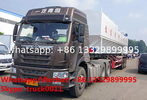 new best price 50cbm-60cbm poultry feed container semitrailer for sale,electric discharging animal bulk feed trailer
