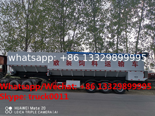 designed 50cbm CLW bulk feed transportation semitrailer for sale, customized 50m3 25tons animal feed container trailer