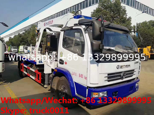 NEW DONGFENG 4*2 4 Ton Flatbed Wrecker Tow truck With 4 Ton Crane for sale, wrecker truck with crane boom for sale