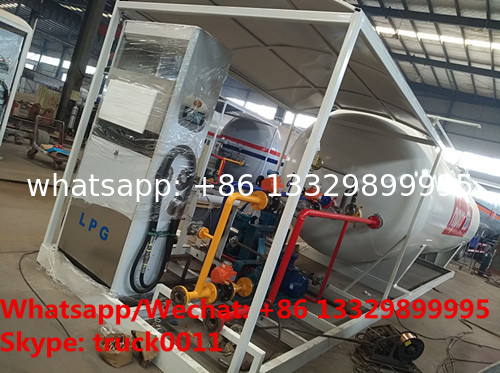 customized 10tons skid lpg gas station with lpg gas dispenser of 2 filling nozzles for sale, skid lpg tank for sale