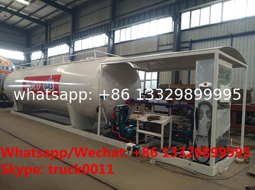 customized 10tons skid lpg gas station with lpg gas dispenser of 2 filling nozzles for sale, skid lpg tank for sale