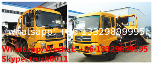 Chinese made dongfeng 4*2 LHD diesel 6tons flatbed type wrecker tow truck for sale, road breakdown towing truck for sale