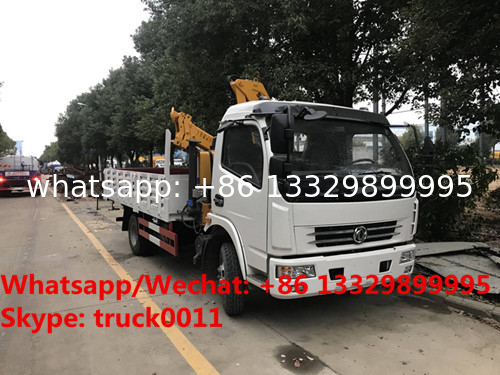 Factory direct sale best price dongfeng 120hp 3.2tons folded crane boom mounted on truck, 3.2T folded truck with crane