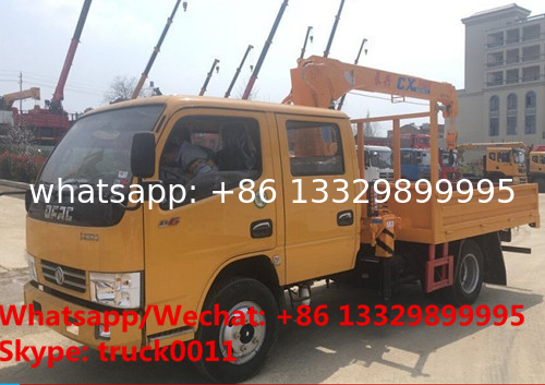 HOT SALE! New brand dongfeng double cabs 2tons telescopic boom mounted on truck, best price truck with crane