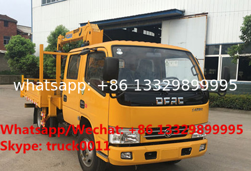 HOT SALE! New brand dongfeng double cabs 2tons telescopic boom mounted on truck, best price truck with crane