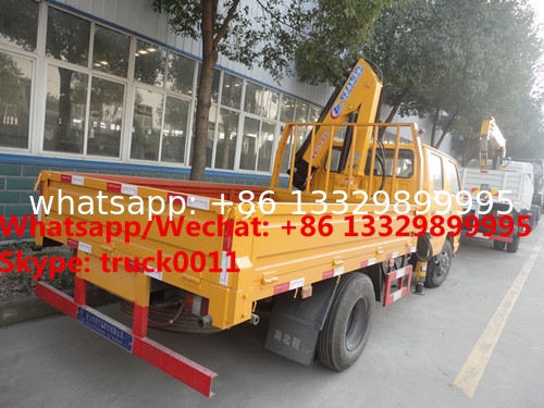 new dongfeng double-cab 2tons folded crane boom mounted on truck for sale, hot sale knuckle truck with knuckle crane