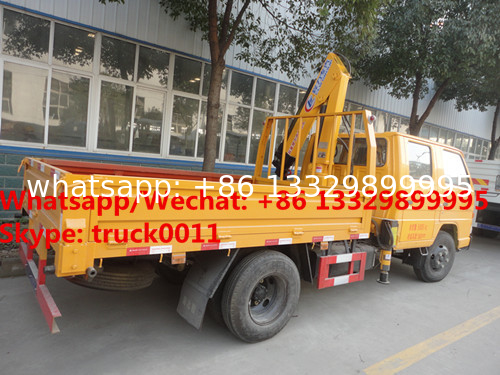 new dongfeng double-cab 2tons folded crane boom mounted on truck for sale, hot sale knuckle truck with knuckle crane