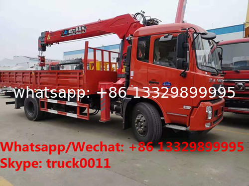 hot sale best price dongfeng tianjin 4*2 Euro 5 180hp truck with crane, factory sale telescopic boom mounted on truck