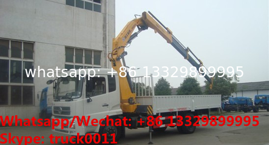 customized dongfeng 180hp diesel 5tons folded crane boom mounted on truck for sale, knuckle boom with cargo truck