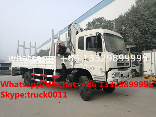 customized dongfeng 180hp diesel 5tons folded crane boom mounted on truck for sale, knuckle boom with cargo truck